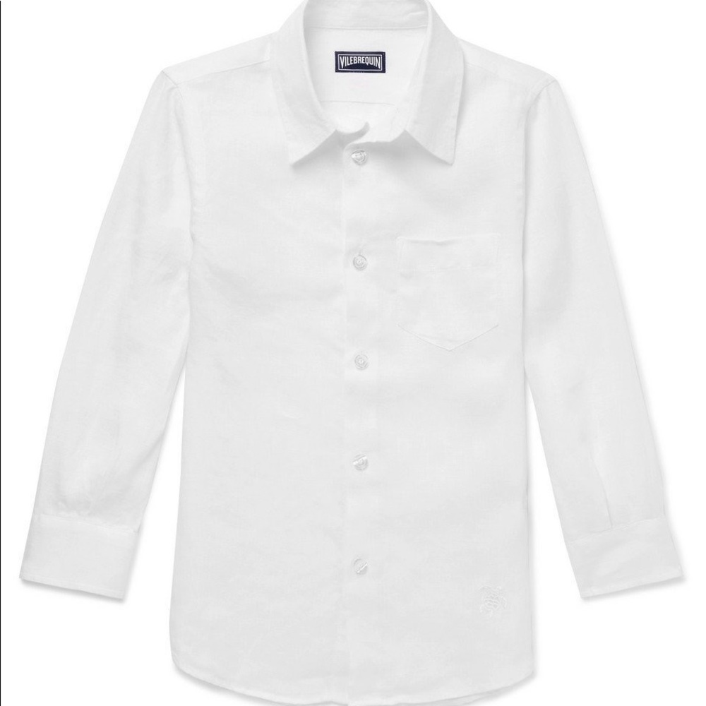 Vilebrequin Boys Jessy Linen Shirt  - White Size 8 NWT